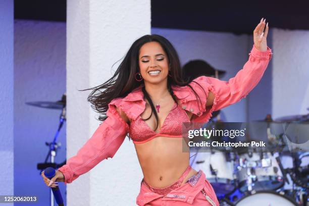 Becky G performs onstage at the 2023 Coachella Valley Music & Arts Festival on April 21, 2023 in Indio, California.