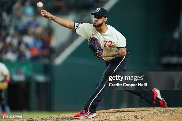 Jonathan Hernandez of the Texas Rangers pitches during the game... News ...