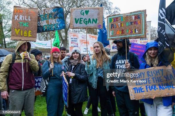 Climate activists take part in the first of four days of The Big One climate protest activities organised by Extinction Rebellion on 21 April 2023 in...