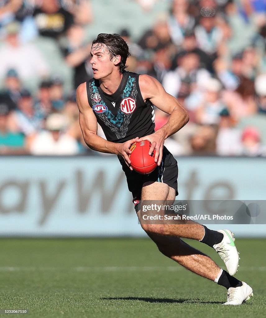 Connor Rozee Dad Connor Rozee of the Power during the 2023 AFL Round 06 match between ...