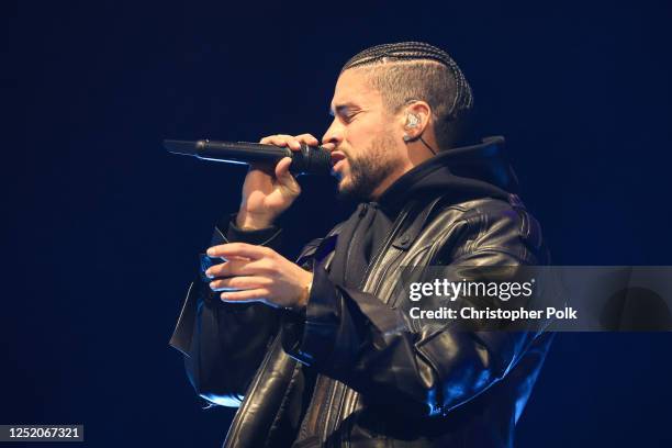 Bad Bunny performs onstage at the 2023 Coachella Valley Music & Arts Festival on April 21, 2023 in Indio, California.