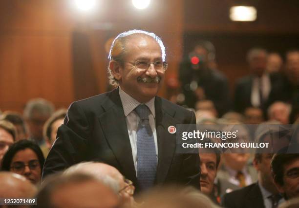 Sacyr Vallehermoso's chairman, Spanish Luis del Rivero is seen during French construction group Eiffage's general assembly, 19 April 2006 in Paris....