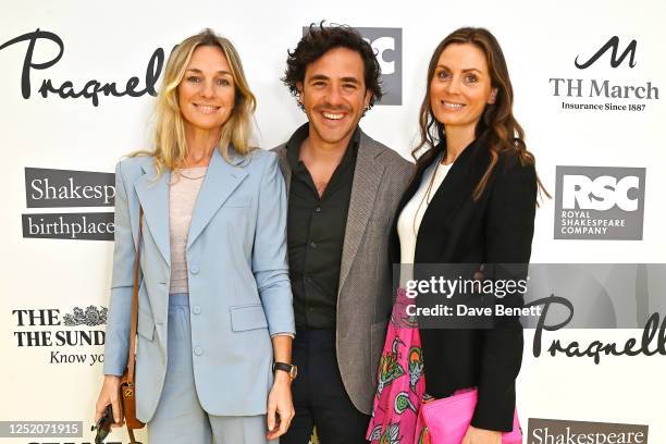 Jemma Powell, Jack Savoretti and Kate Kindersley attend the Shakespeare Birthday lunch hosted by Pragnell at Avonbank Gardens on April 22, 2023 in...