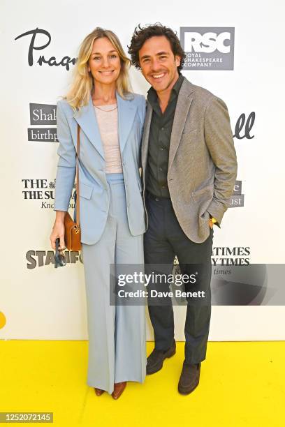 Jemma Powell and Jack Savoretti attend the Shakespeare Birthday lunch hosted by Pragnell at Avonbank Gardens on April 22, 2023 in...