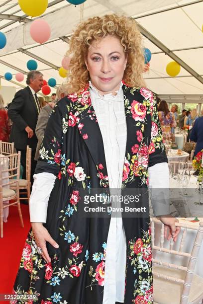 Alex Kingston attends the Shakespeare Birthday lunch hosted by Pragnell at Avonbank Gardens on April 22, 2023 in Stratford-upon-Avon, England.