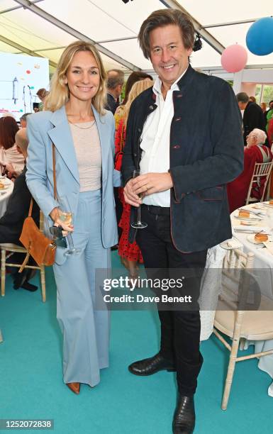 Jemma Powell and James Corsellis attend the Shakespeare Birthday lunch hosted by Pragnell at Avonbank Gardens on April 22, 2023 in...