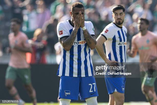 IBERLIN, GERMANY Kevin Prince Prince-Boateng of Hertha BSC Berlin looks dejected during the Bundesliga match between Hertha BSC and SV Werder Bremen...