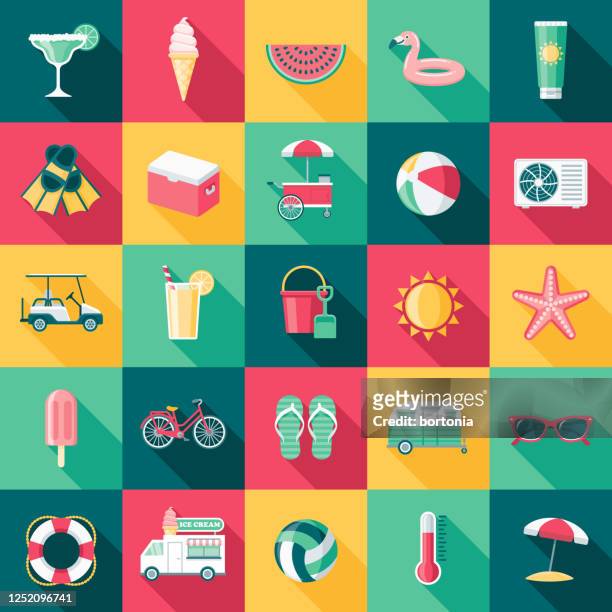 summer icon set - past time stock illustrations