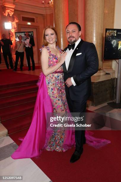 Barbara Meier and Klemens Hallmann during the 34th Romy Award at Hofburg Vienna on April 22, 2023 in Vienna, Austria.