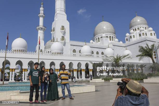 People spend their time with family visiting Sheikh Zayed Grand Mosque to celebrate the Eid Al-Fitr Holiday, which marks the end of the fasting month...