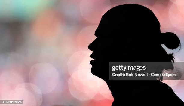 Silhouette of Manchester City's Erling Haaland during The Emirates FA Cup Semi-Final match between Manchester City and Sheffield United at Wembley...