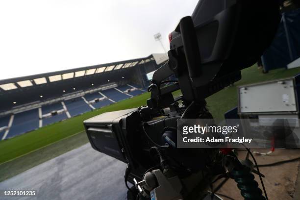 Television camera ahead of the Sky Bet Championship between West Bromwich Albion and Sunderland at The Hawthorns on April 23, 2023 in West Bromwich,...