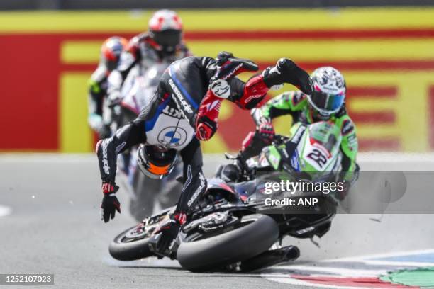 Michael van der Mark on his BMW crashes during the World Superbike race at the TT Circuit Assen. ANP VINCENT JANNINK