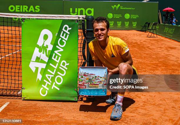 Zsombor Piros of Hungary seen during the Final of the Oeiras Open tournament against Juan Manuel Cerundolo of Argentina at Clube de Ténis do Jamor....