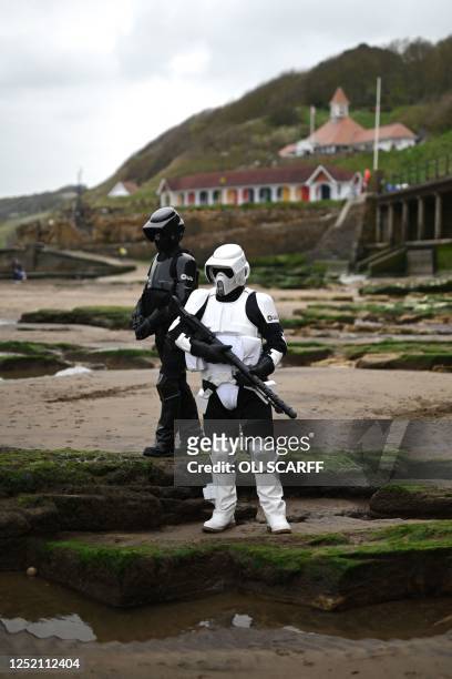 Cosplayer dressed as a Star Wars character attends Sci Fi Scarborough at The Spa Complex in Scarborough in north-east England on April 23, 2023. -...