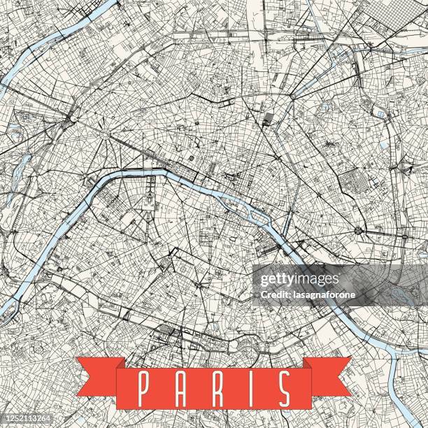 ilustraciones, imágenes clip art, dibujos animados e iconos de stock de mapa vectorial de parís, francia - centro pompidou