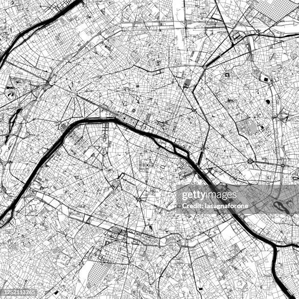 illustrations, cliparts, dessins animés et icônes de carte vectorielle de paris, france - city maps