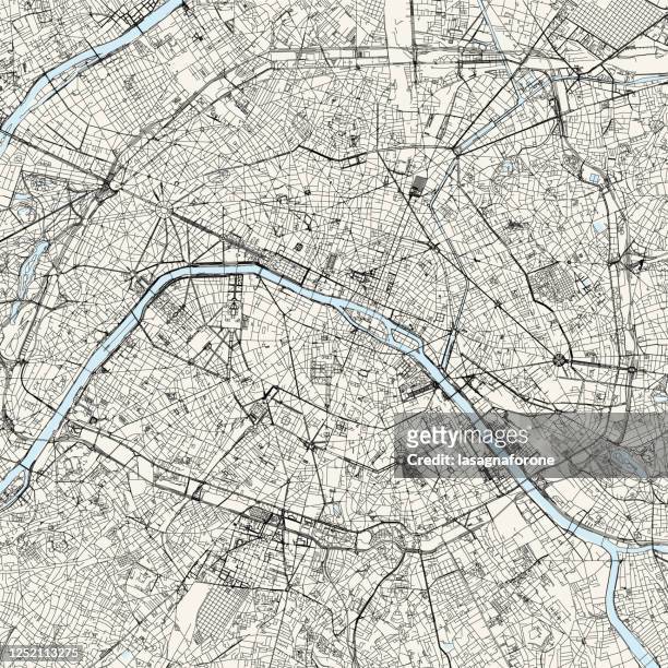 paris, france vector map - paris france stock illustrations