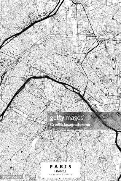 ilustraciones, imágenes clip art, dibujos animados e iconos de stock de mapa vectorial de parís, francia - latitud