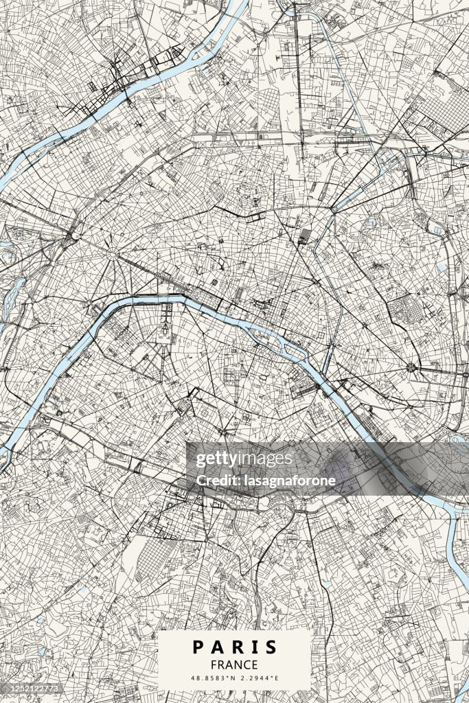 Paris, France Vector Map