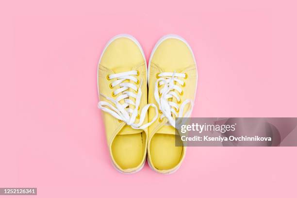 canvas shoes high angle view - pairs stock pictures, royalty-free photos & images