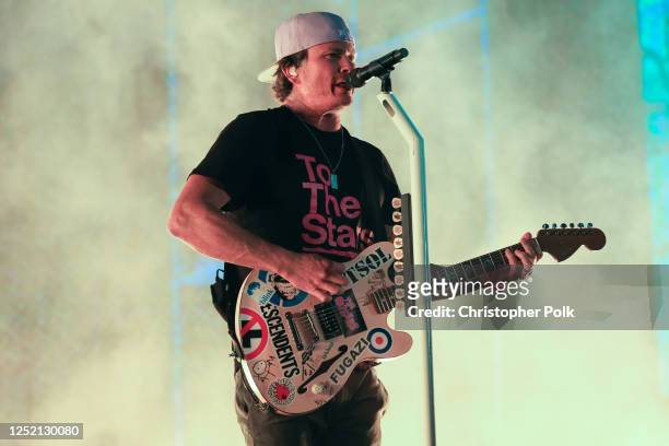 Tom DeLonge of Blink-182 performs onstage at the 2023 Coachella Valley Music & Arts Festival on April 23, 2023 in Indio, California.