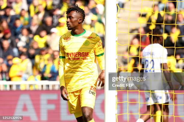 Evann GUESSAND during the Ligue 1 Uber Eats match between Nantes and Troyes at Stade de la Beaujoire on April 23, 2023 in Nantes, France.