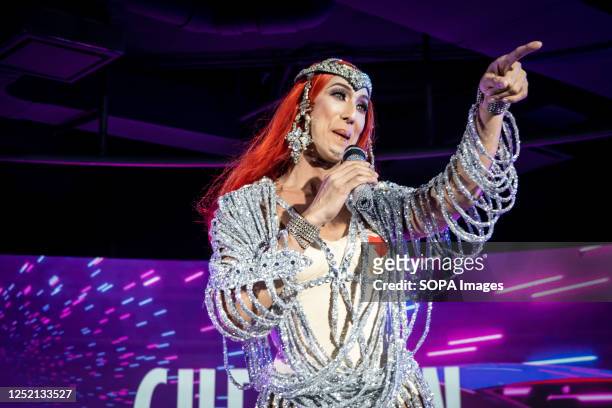 Cher impersonator and drag queen Cherilyn Stranger performs during the event. "Drag Race Thai Fans Vs. The World," an event put on by Thai fans of...