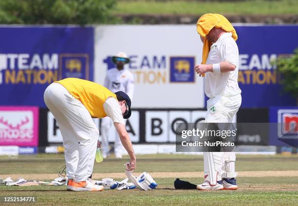 Paul Stirling of Ireland rest during the first day of the second Test match between Sri Lanka and Ireland at the Galle International Cricket Stadium...