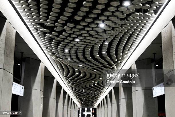 Decoration hanged on the ceiling is seen at the Moscow Metro, which was opened in 1935 as the first underground system of the Soviet Union and run...