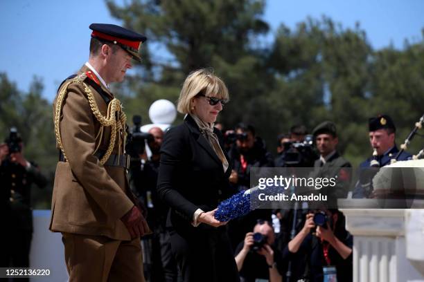 People attend a ceremony at the French Military Cemetery on the Gallipoli Peninsula marking the 108th anniversary of the Canakkale Land Battles in...