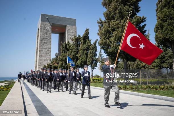 The commemoration ceremony is held at Canakkale Martyrs' Memorial on the occasion of the 108th anniversary Canakkale Land Battles on the Historical...