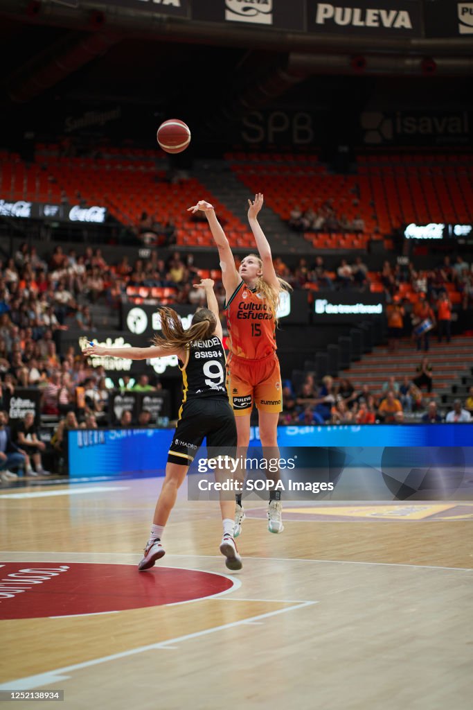 Lauren Cox of Valencia Basket in action during the Play off...