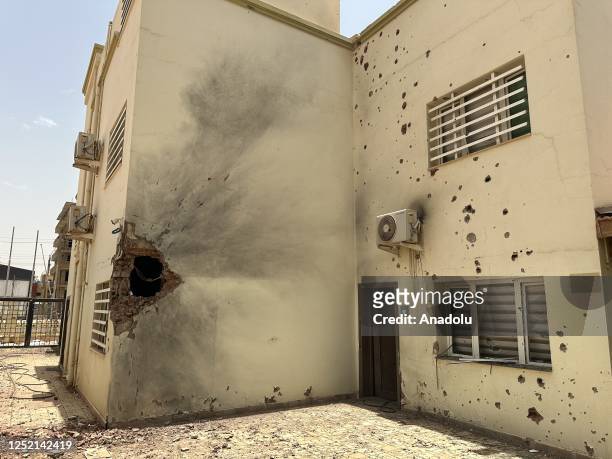 View of the damaged Yunus Emre Instituteâs building during clashes between the Sudanese Armed Forces and the paramilitary Rapid Support Forces in...