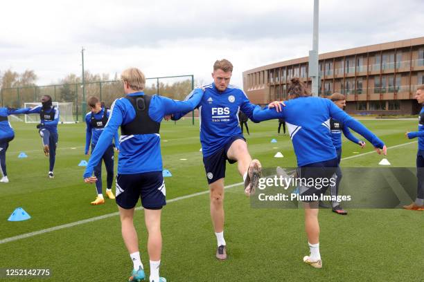 Harry Souttar of Leicester Cityduring the Leicester City training session at Leicester City training ground, Seagrave on April 24, 2023 in Leicester,...