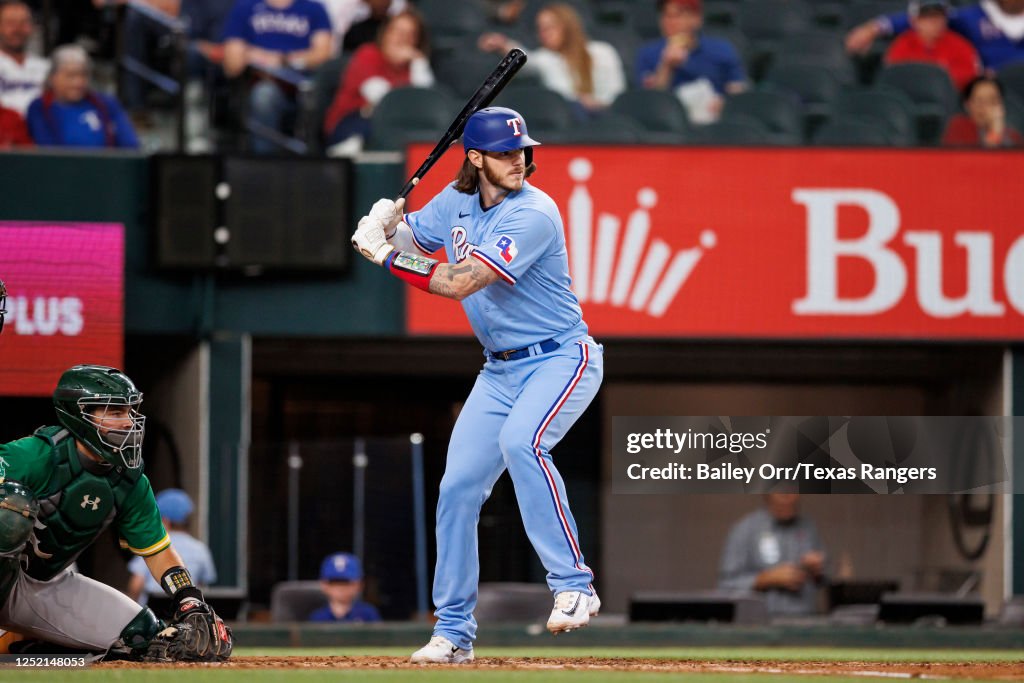 Texas Ranger Heim Jonah Heim of the Texas Rangers bats during a game against the... News ...
