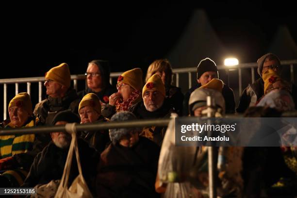 Australians and New Zealanders attend the ANZAC Dawn service at Anzac Cove in commemoration of the 108th anniversary of Canakkale Land Battles on...