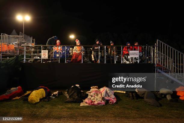 Australians and New Zealanders attend the ANZAC Dawn service at Anzac Cove in commemoration of the 108th anniversary of Canakkale Land Battles on...