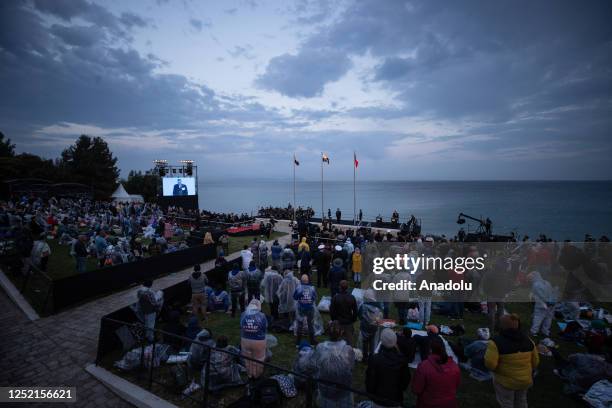 Australians and New Zealanders attend the ANZAC Dawn service at Anzac Cove in commemoration of the 108th anniversary of Canakkale Land Battles on...