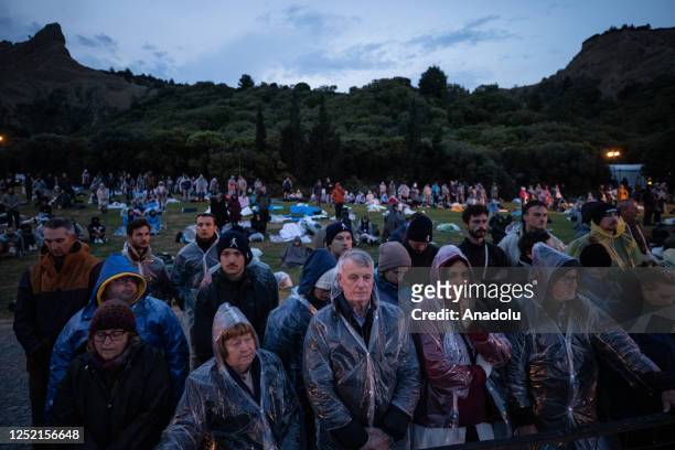 Australians and New Zealanders attend the ANZAC Dawn service at Anzac Cove in commemoration of the 108th anniversary of Canakkale Land Battles on...
