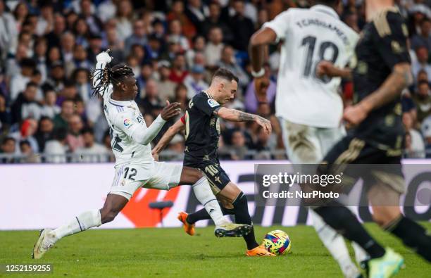 Iago Aspas of Celta de Vigo during the La Liga match between Real Madrid and Real Celta de Vigo at the Estadio Santiago Bernabeu on April 22, 2023 in...