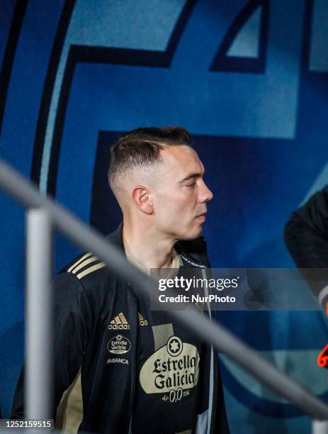 Iago Aspas of Celta de Vigo during the La Liga match between Real Madrid and Real Celta de Vigo at the Estadio Santiago Bernabeu on April 22, 2023 in...