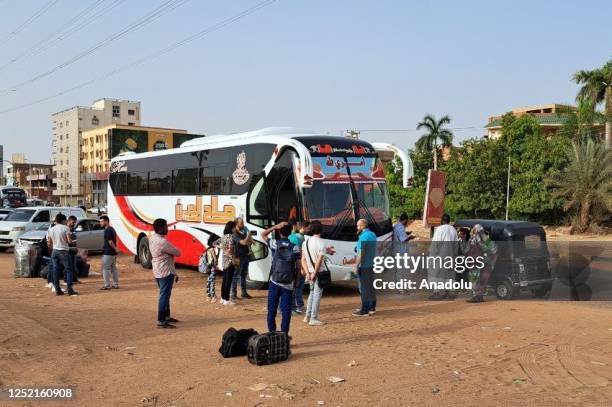 People escape from the region by buses due to the clashes even though a ceasefire between the Sudanese Armed Forces and the paramilitary Rapid...