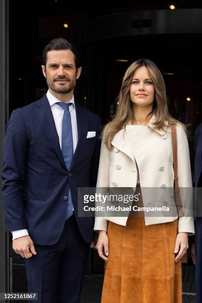 Princess Sofia and Prince Carl Philip of Sweden arrive at the Karolinska Institute to attend a seminar on "Research In Neuropsychiatric Disabilities"...