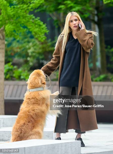 Emma Roberts is seen at the film set of the 'American Horror Story' TV Series on April 24, 2023 in New York City.