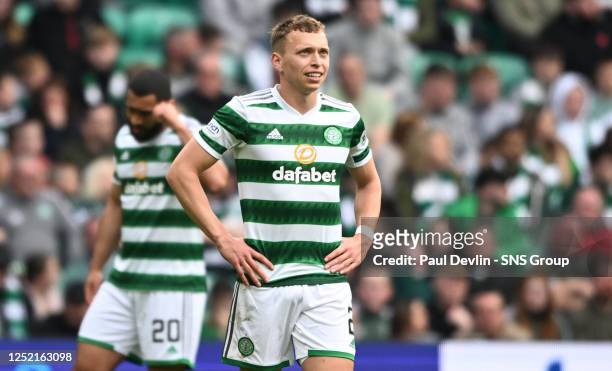 Celtic's Alistair Johnston during a cinch Premiership match between Celtic and Motherwell at Celtic Park, on April 22 in Glasgow, Scotland.