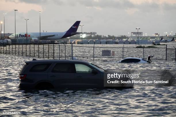 Flooding at Fort Lauderdale-Hollywood International Airport on Apr. 13 after heavy rain pounded South Florida a day earlier. The airport was closed...