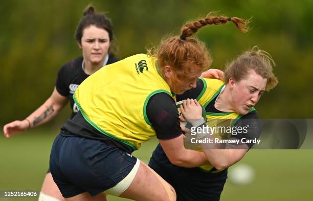 Dublin , Ireland - 25 April 2023; Molly Boyne, right, and Niamh O'Dowd during a Ireland Women's Rugby squad training session at IRFU High Performance...