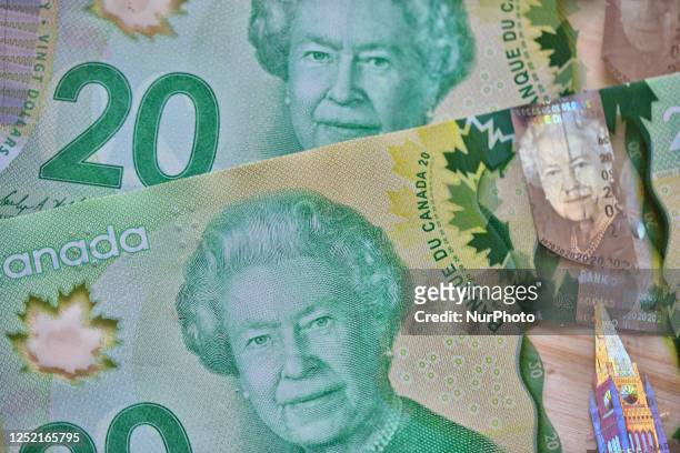 Image of Queen Elizabeth II on the Canadian twenty dollar bill on September 08, 2022.