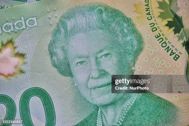 Image of Queen Elizabeth II on the Canadian twenty dollar bill on September 08, 2022.